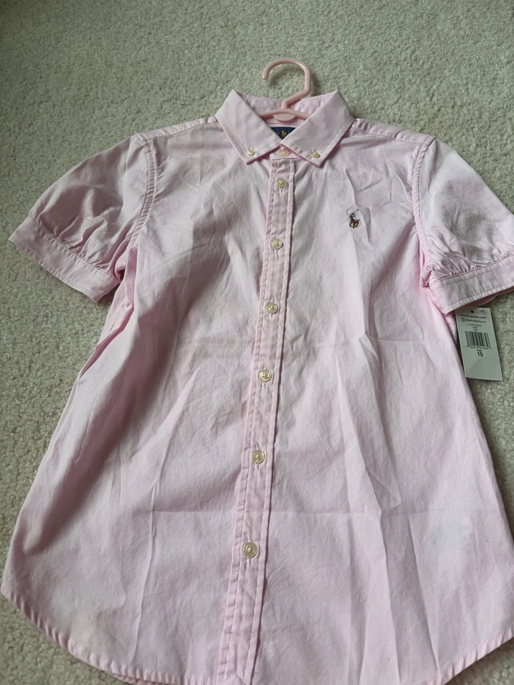 Ralph Lauren Light Pink Short-Sleeve Button-Down Shirt